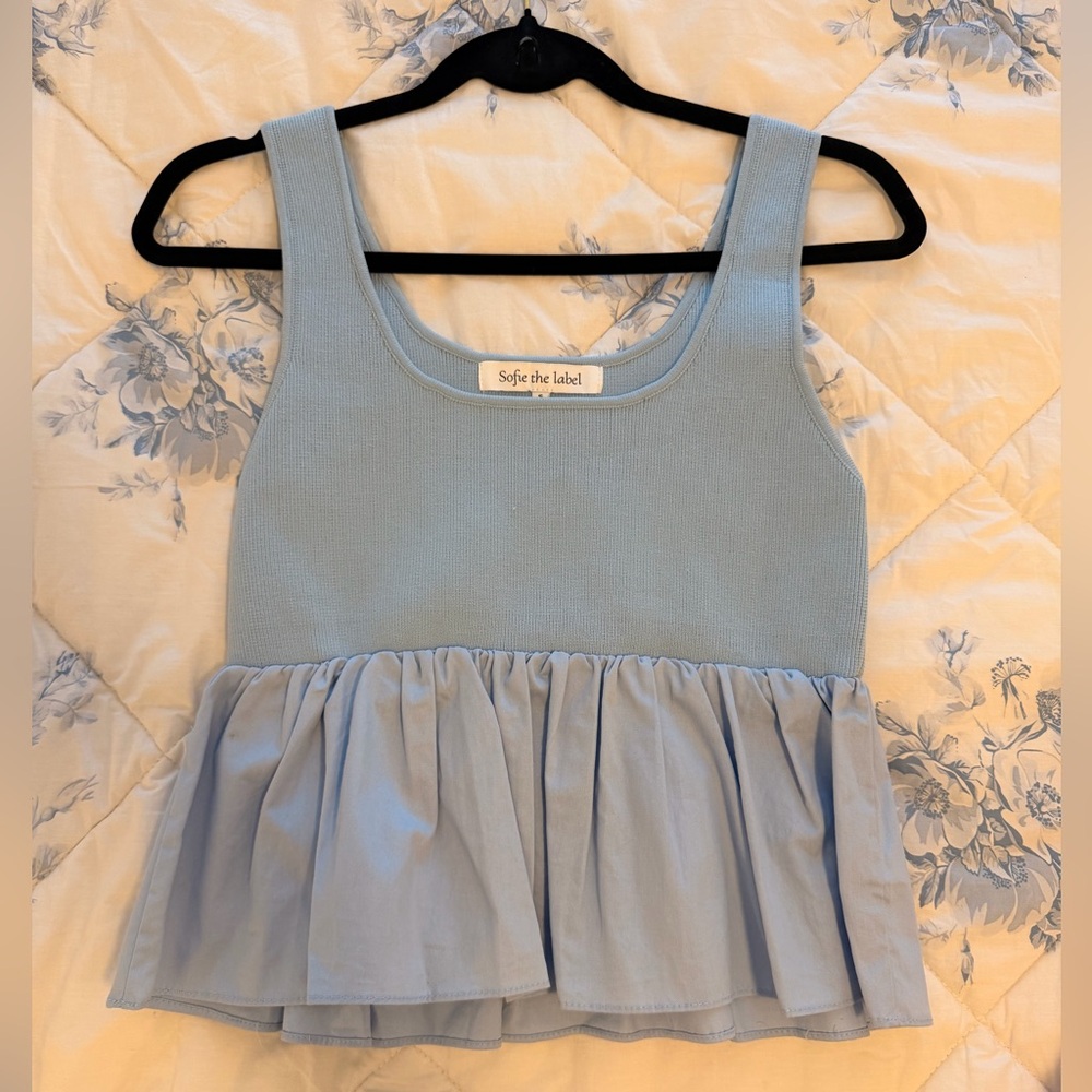 Sofie the Label Blue Ruffle Tank Top